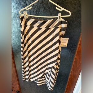 Athleta Asymmetrical Black and White Striped Skirt NWT